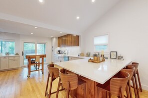 Fridge, microwave, oven, dishwasher