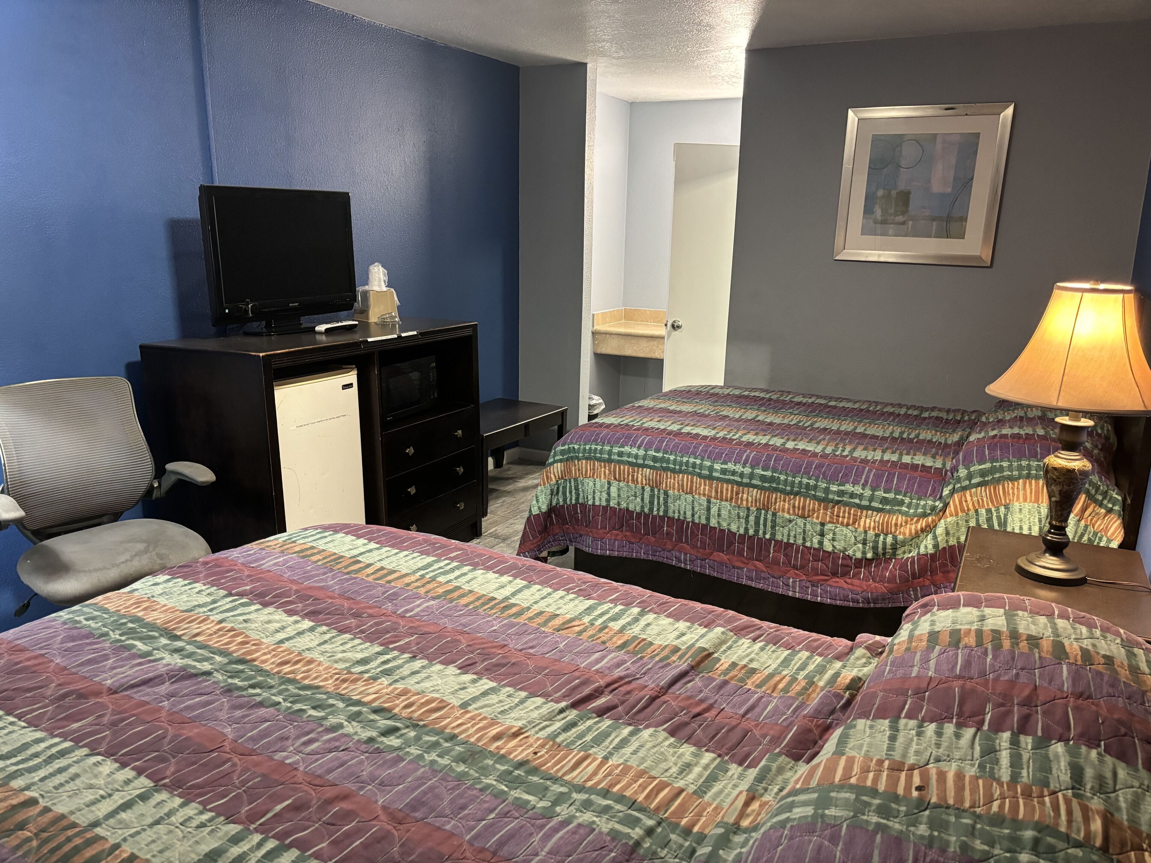 Desk, blackout drapes, iron/ironing board, free WiFi