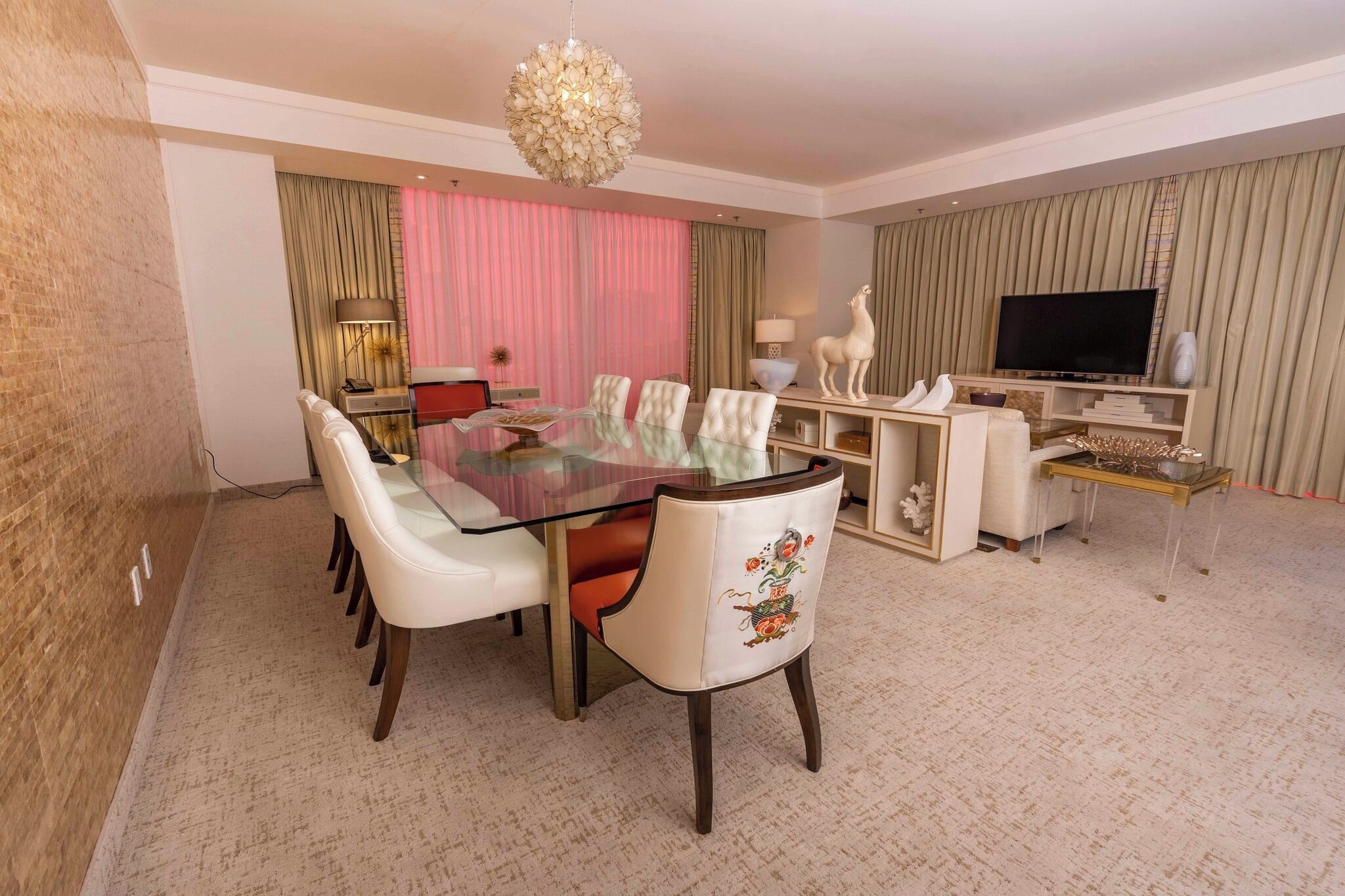 luxury penthouse | living area | 42-inch flat-screen tv with satellite channels, tv