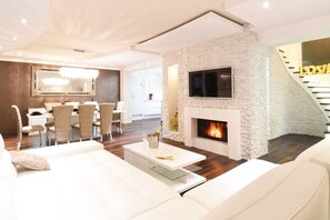 Flat-screen TV, video game console