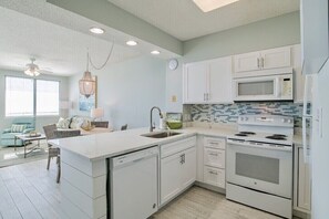 Fridge, microwave, oven, stovetop - Silver Beach 702 | Updated, Direct Beach Front, Pet Friendly! (Orange Beach)