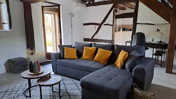 Télévision, cheminée, livres