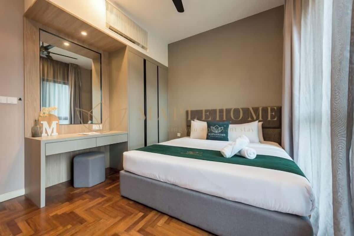 Blackout curtains, iron/ironing board, free WiFi, bed sheets
