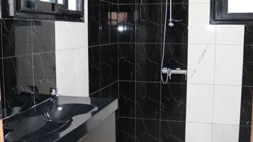 Shower, soap, toilet paper