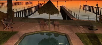 Waterfront Oasis with private pool, Hot tub and 200 ft. Lighted fishing pier