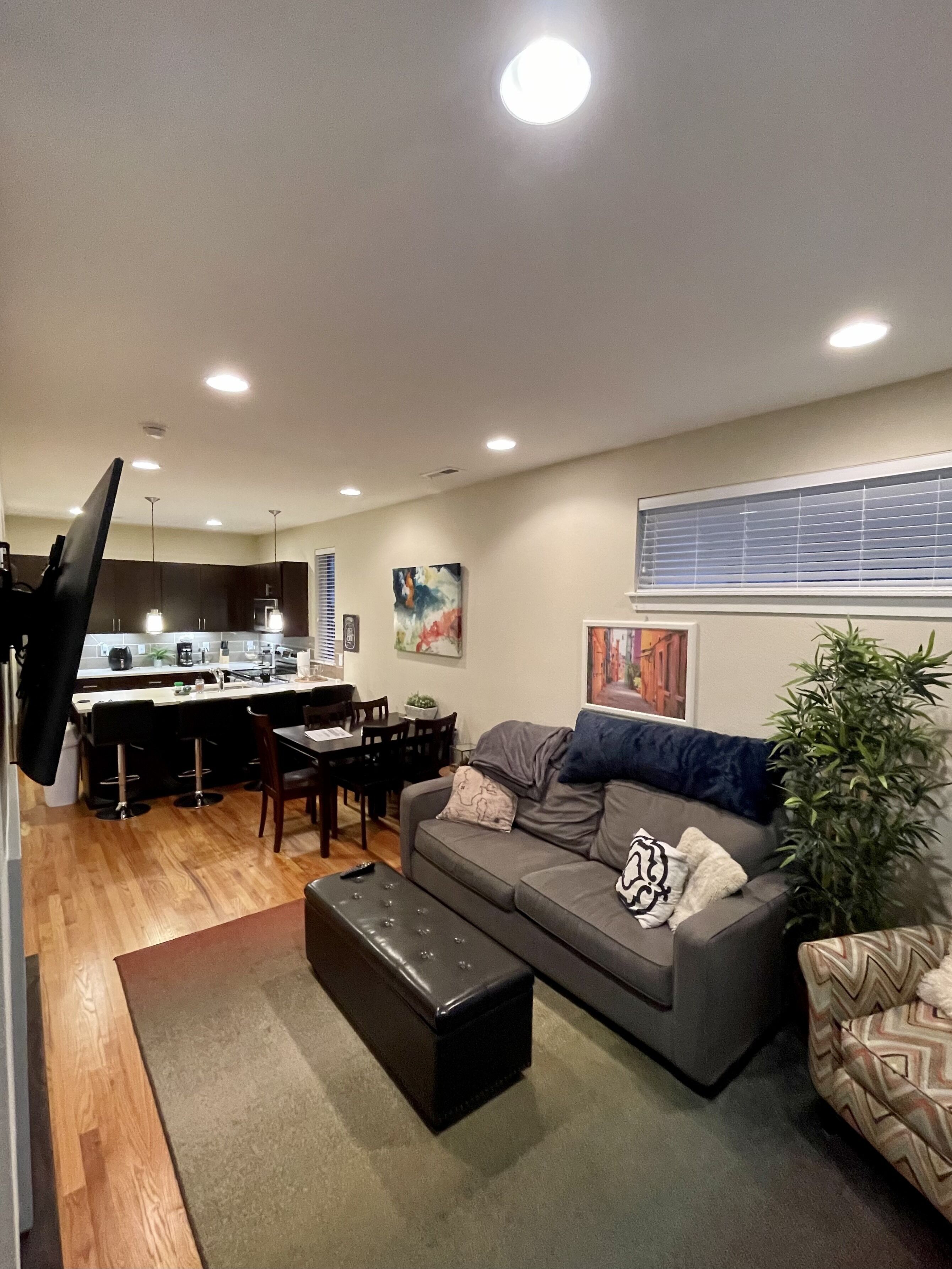 Smart TV, chimenea y libros 