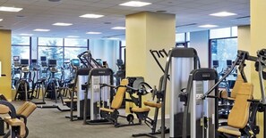 Stay fit on the go with our well-equipped gym featuring treadmills, elliptical trainers, and weight machines.