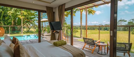 Biệt thự Royal, 5 phòng ngủ, hồ bơi riêng (Paddy View) | 2 phòng ngủ, bộ đồ giường cao cấp, nệm có lớp đệm bông, minibar