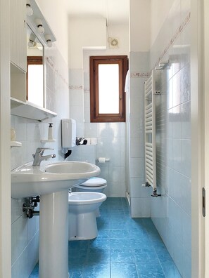 Douche, articles de toilette gratuits, sĂšche-cheveux, bidet