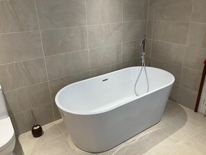 Bathtub, hair dryer
