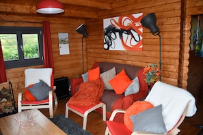 TV, fireplace - Longwood Lodges (Luxury Log Cabin with hot tub) (Knighton)