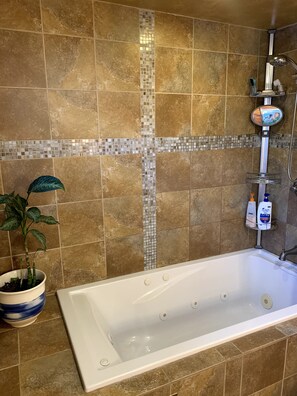 Ensemble douche/baignoire, baignoire à jets, sèche-cheveux, bidet