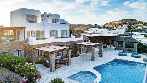 Villa Melangio | 6 BR Private Pool & Sea Views | Daily Housekeeping | Mykonos