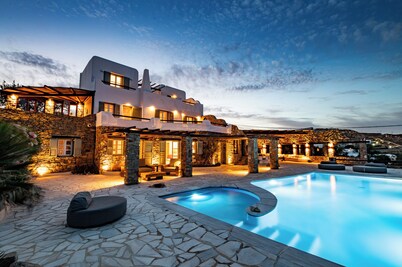 Villa Melangio | 6 BR Private Pool & Sea Views | Daily Housekeeping | Mykonos