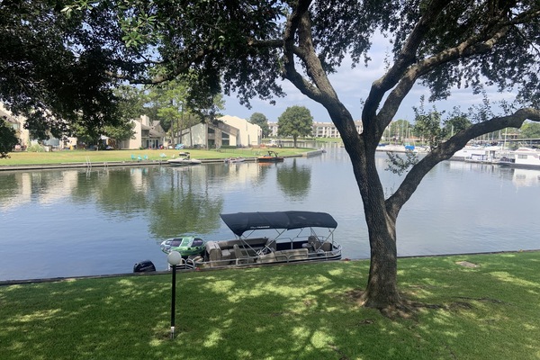 View from the balcony overlooking the marina and cove with bulkhead