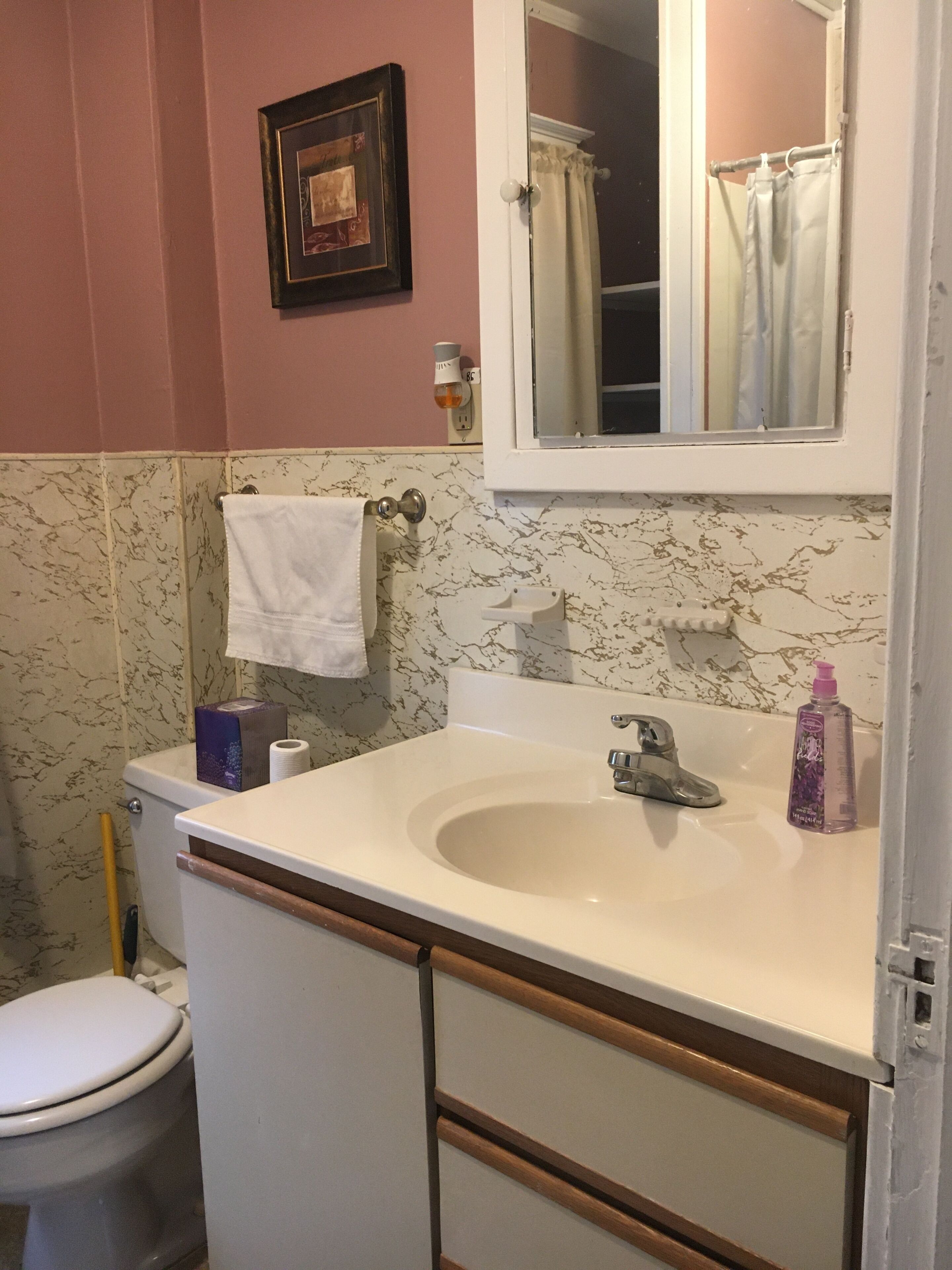 Duschwanne, Haartrockner, Handtücher, Seife