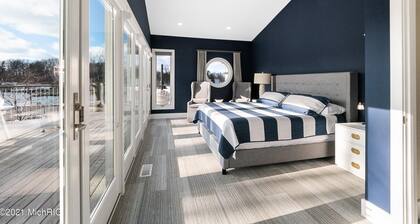 The Blue Oasis is located in the heart of downtown South Haven with water views.