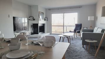 智能电视、壁炉、书