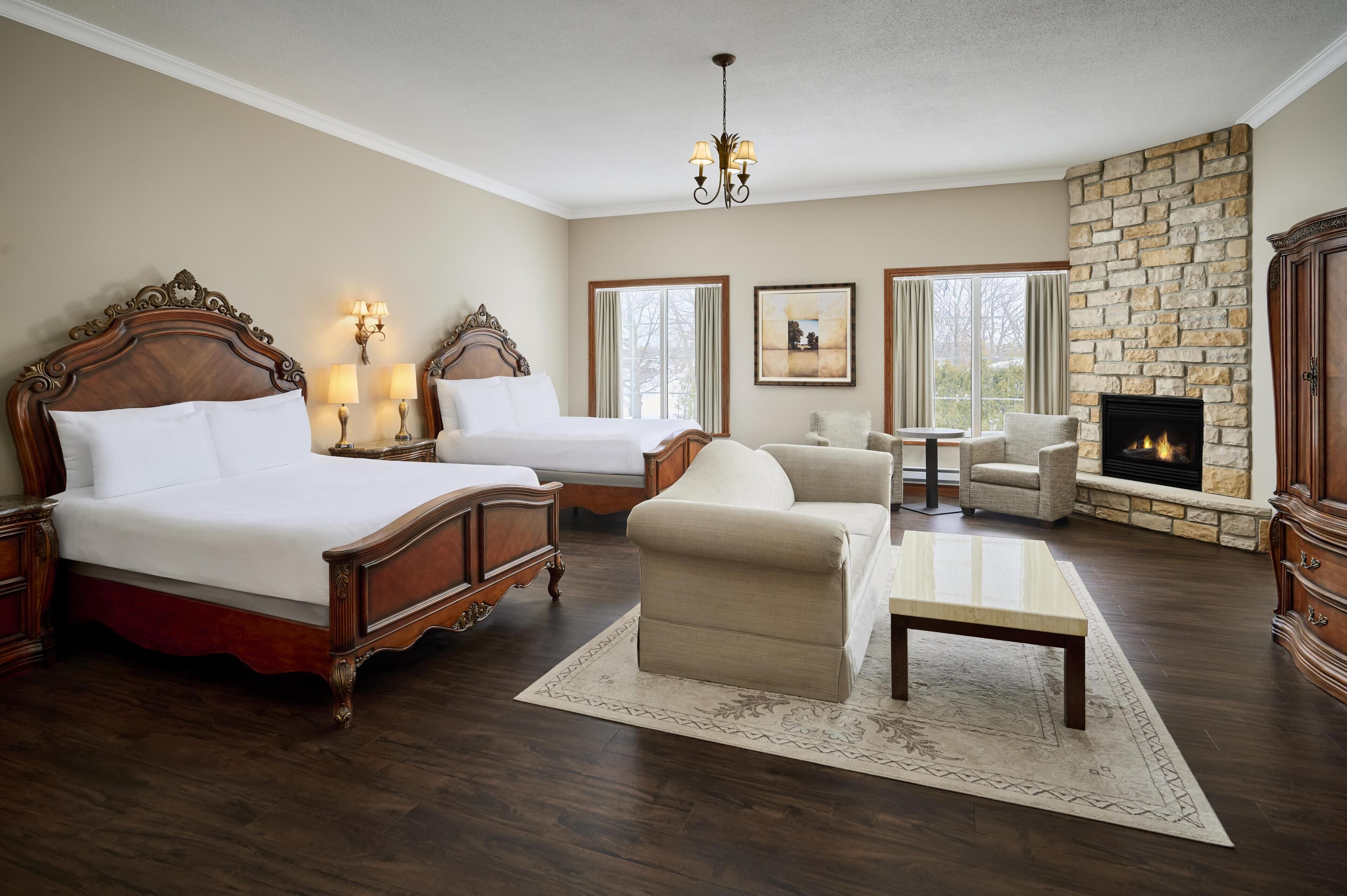 Standard Room, 2 Queen Beds, Non Smoking, Jetted Tub (with Sofabed) | Tempur-Pedic beds, desk, laptop workspace, blackout drapes