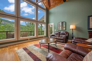 TV, fireplace - Mountain View Retreat | A Lake Lure Destination with Amazing Views (Lake Lure)