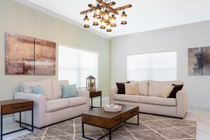 TV, DVD player, books, stereo