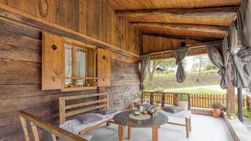Family House, 3 Bedrooms, Fireplace, Mountainside (Eco House Lina With Hot Tub and Sauna) | Outdoor dining