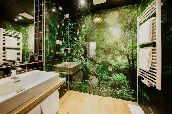 Een douche, een haardroger, handdoeken, zeep