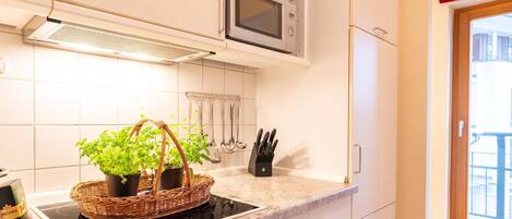 Kühlschrank, Mikrowelle, Ofen, Herdplatte