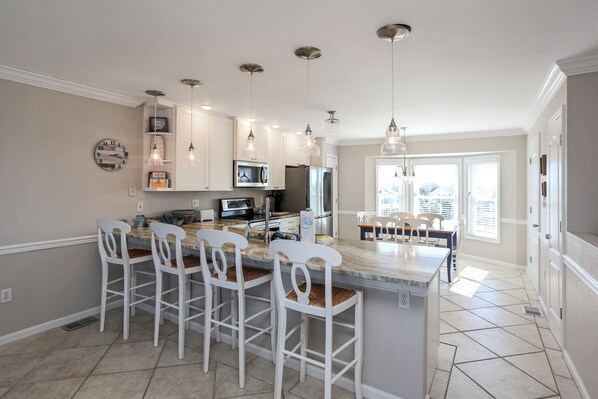 Fridge, microwave, oven, dishwasher