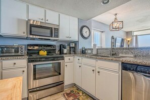 Fridge, microwave, oven, stovetop - Ocean front Bay Watch 2 Bedroom (North Myrtle Beach)
