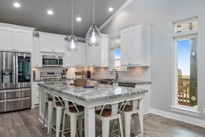 Fridge, microwave, oven, stovetop - HELLO SUNSHINE - Bayside home with a Amazing Gulf Views!! Sleeps 16 (Gilchrist)