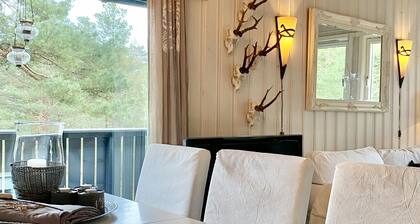 Cozy vacation home in southern Norway (Tromøy, Arendal) with a boat and a pier.