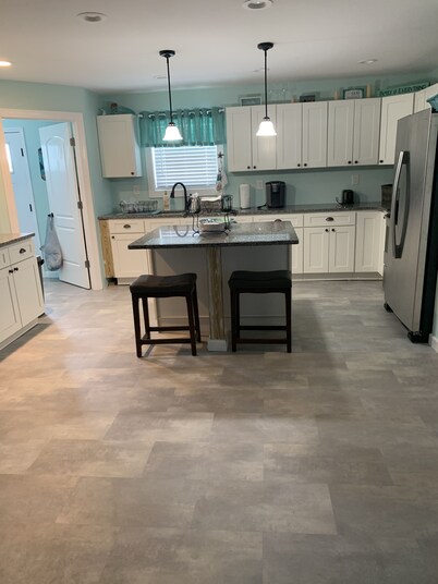 Upstairs 3 BR, 2 bath home, 150 yds from beach with beautiful clear water.