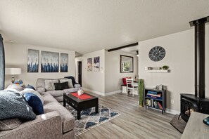 Smart TV, fireplace, video games, DVD player