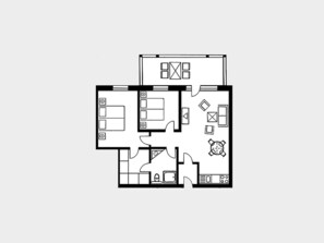Floor plan - Apartment with 2 bedrooms and balcony (Ostseebad Binz)