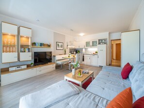 TV, DVD player, table tennis, video library