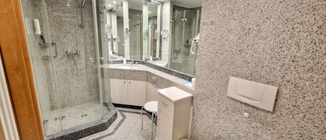 Hair dryer, towels