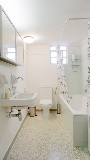 Ensemble douche/baignoire, sèche-cheveux, serviettes fournies