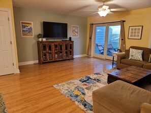 Smart TV, DVD player, books, video library