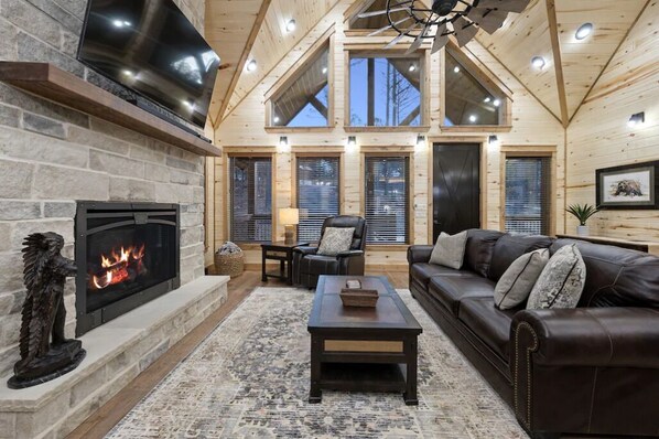 TV, fireplace
