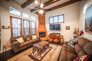 Smart TV, fireplace, printers