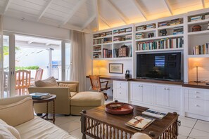 TV, DVD player, books