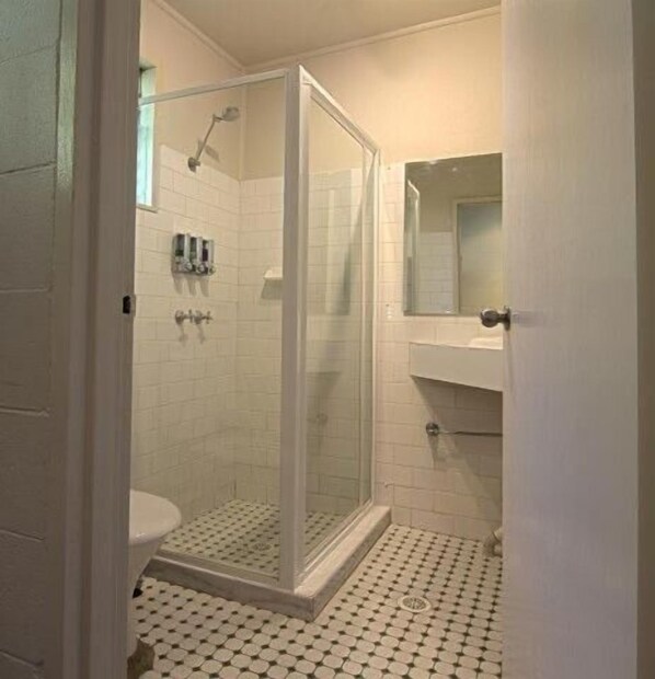 Quarto standard | Banheiro | Chuveiro, secador de cabelo, toalhas de banho