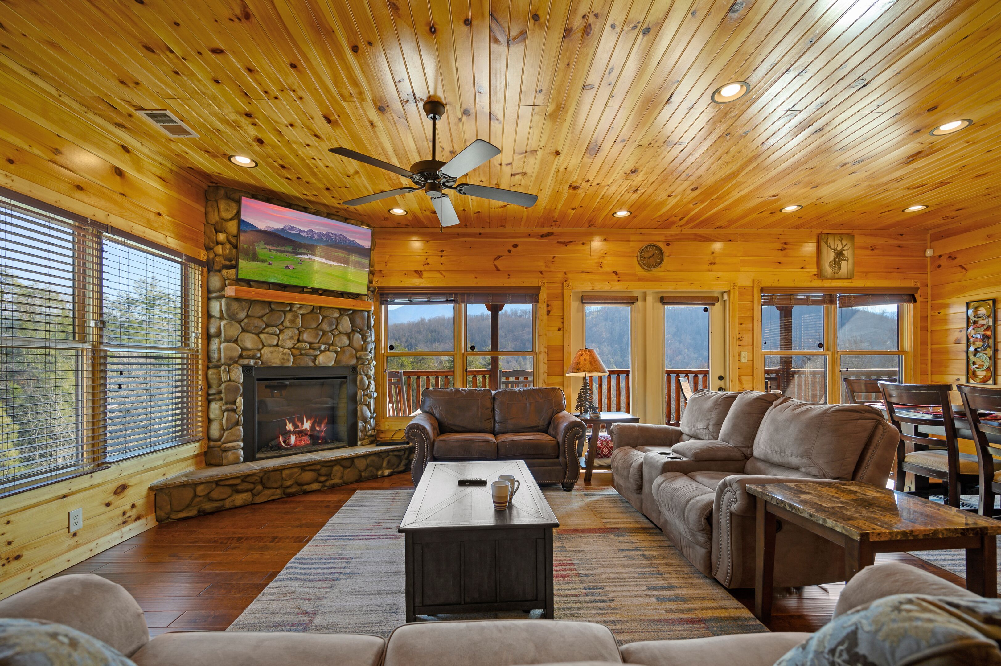 Smart TV, fireplace, video games