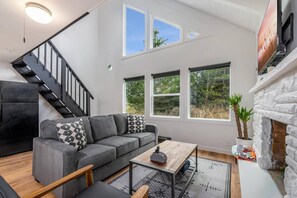 TV, fireplace