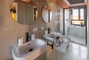 Vasca, asciugacapelli, asciugamani, shampoo