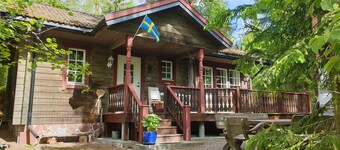 Cozy log cabin on Lake Bredreven, just 1 minute from the beach