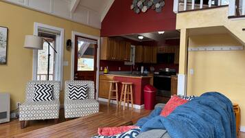 TV, DVD player, books, video library