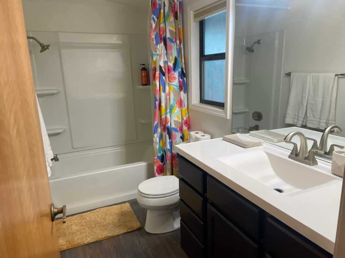 Ensemble douche/baignoire, sèche-cheveux, shampoing
