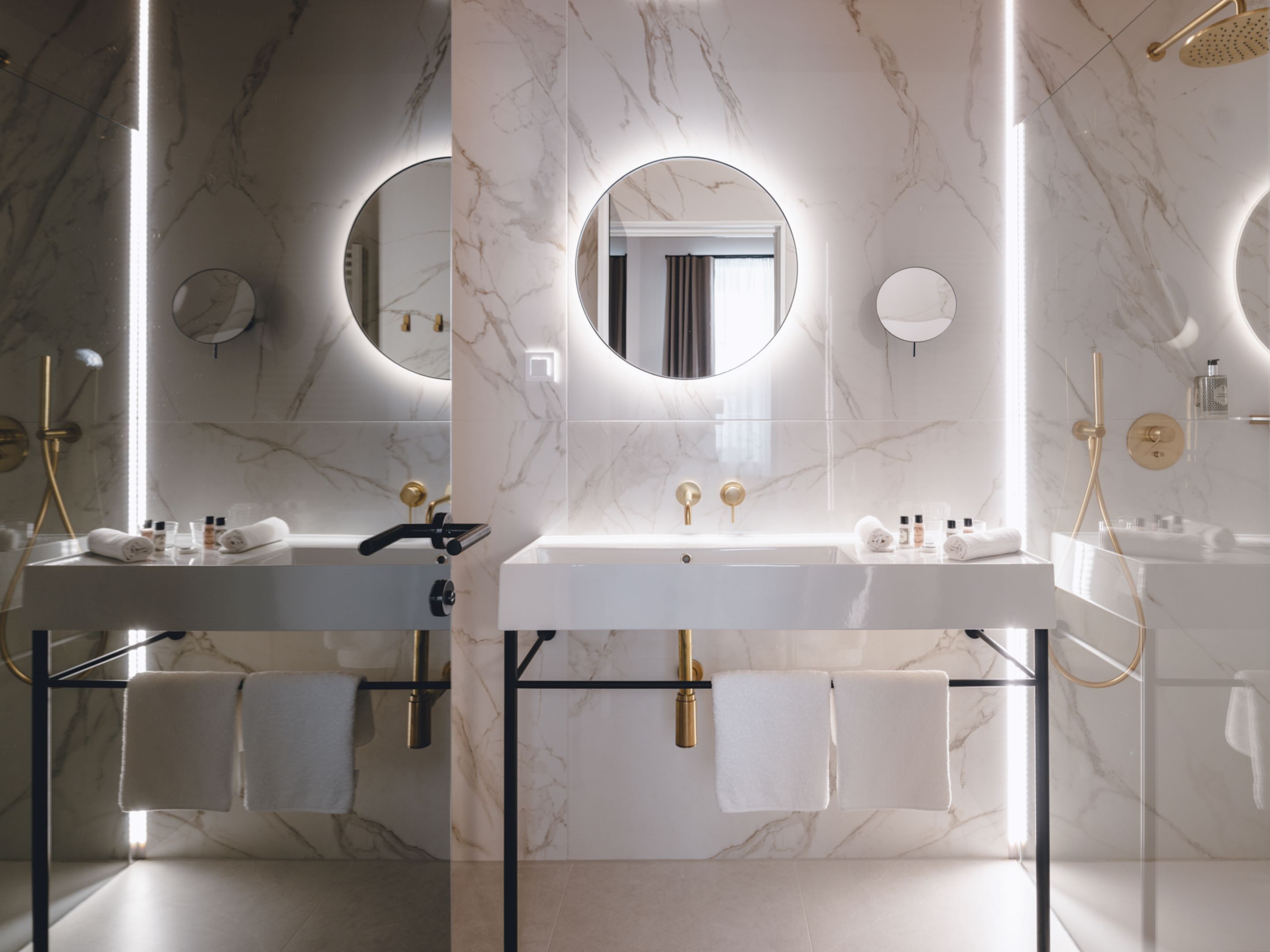 superior double room | bathroom | shower, rainfall showerhead, eco-friendly toiletries, hair dryer